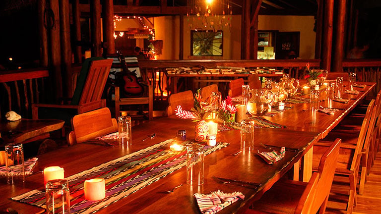Candlelit dinner for two on the terrace at Nicuesa Lodge.