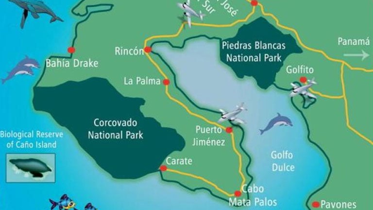 Map of southern Costa Rica, image by Ballena Tales