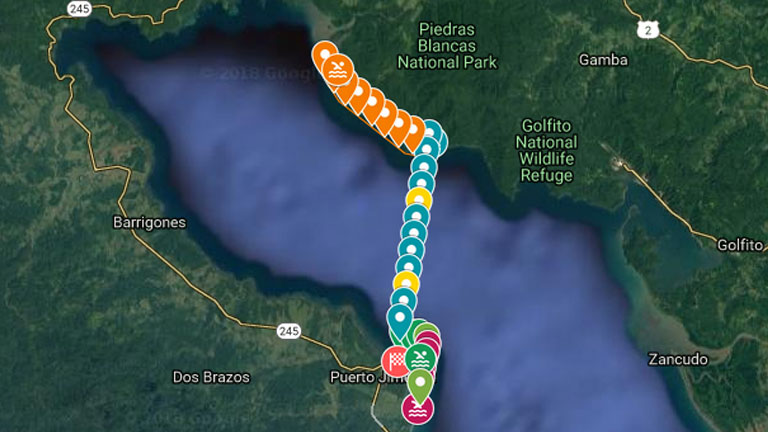 Golfo Dulce Open Water Crossing Route