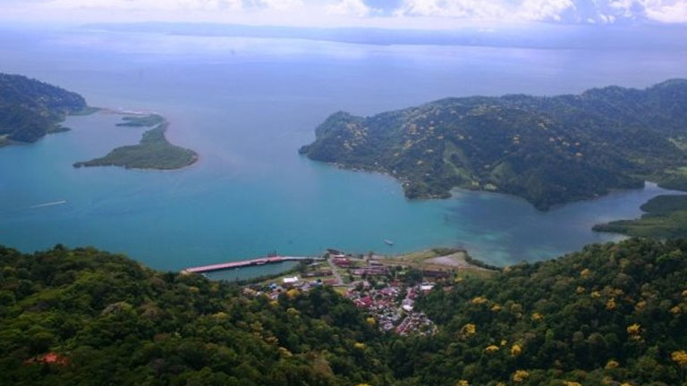 Flying over the gulf of Golfo Dulce to get to Playa Nicuesa Rainforest Lodge in southern Costa Rica